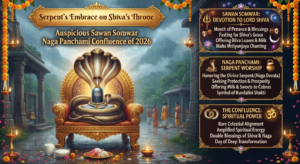 Serpent’s Embrace on Shiva’s Throne: Auspicious Sawan Somwar Naga Panchami Confluence of 2026