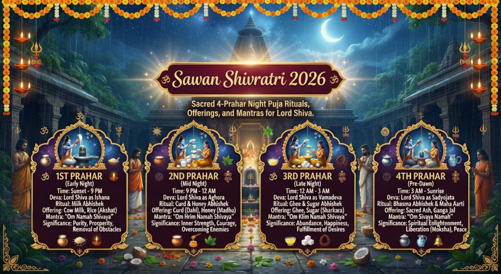 Sawan Shivratri 2026: Sacred 4-Prahar Night Puja Rituals, Offerings, and Mantras for Lord Shiva