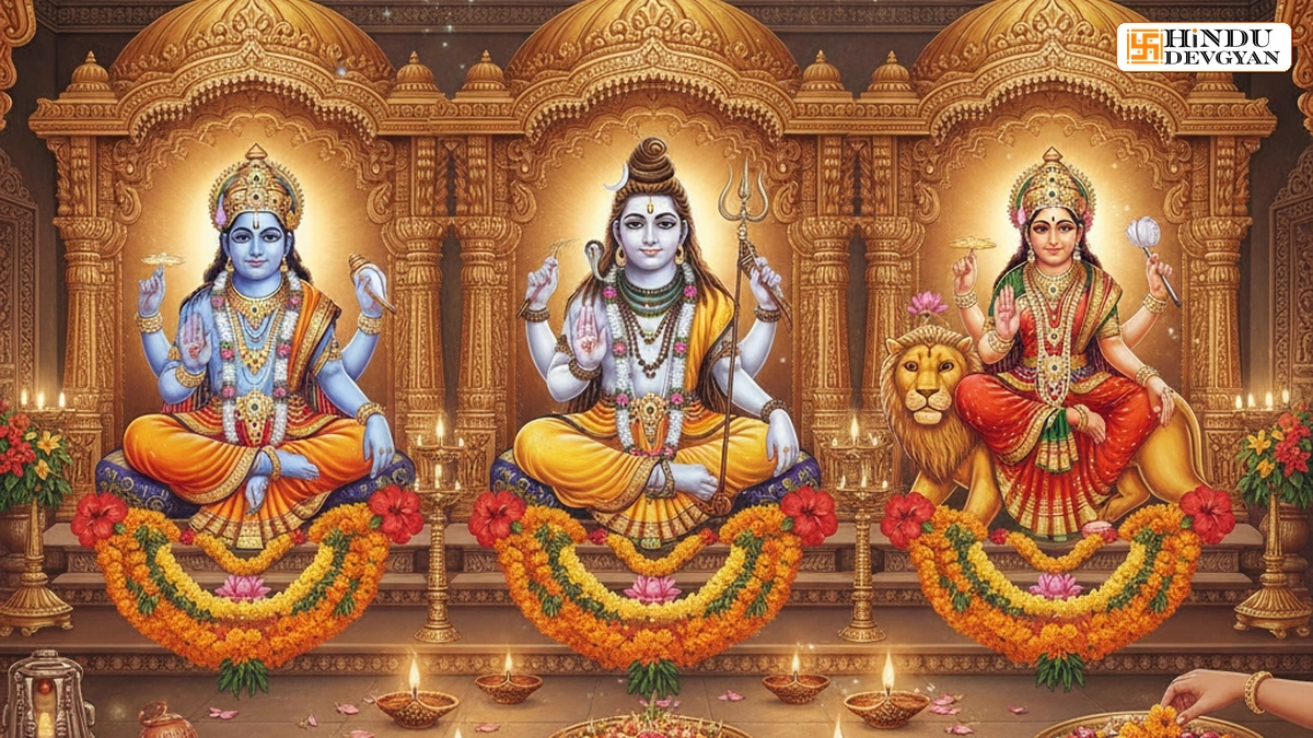 Clean Puja Ghar with divine idols and sacred items for Bhadrapada Vastu