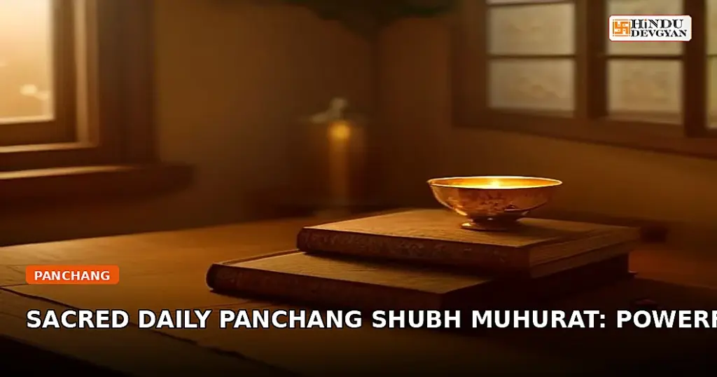 Ancient brass manuscript and glowing diya representing Daily Panchang Shubh Muhurat
