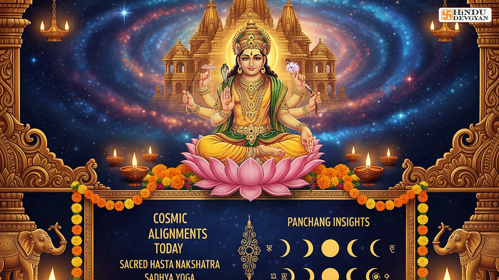 Cosmic Alignments Today: Sacred Hasta Nakshatra & Sadhya Yoga Panchang Insights