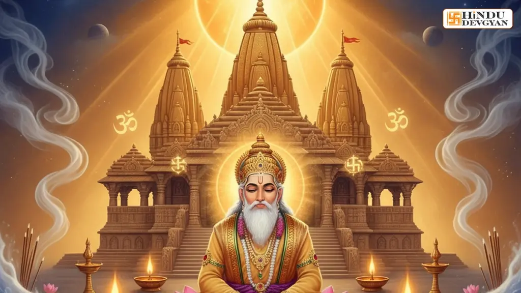 Vedic Rishi meditating amidst post-eclipse cosmic energies and planetary influences.