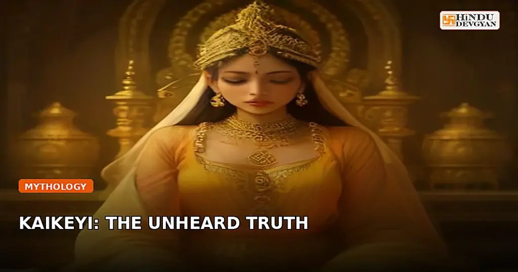 Classical painting of Queen Kaikeyi in deep contemplation inside Ayodhya royal palace