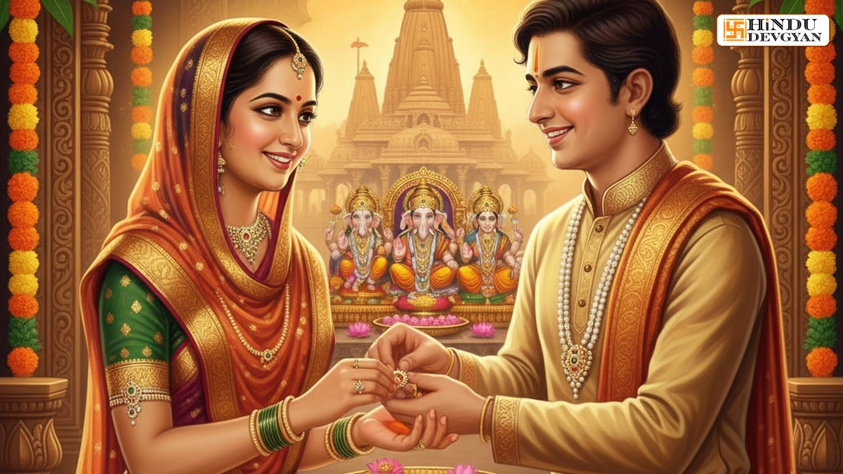 Sister tying Rakhi on brother's wrist during Raksha Bandhan