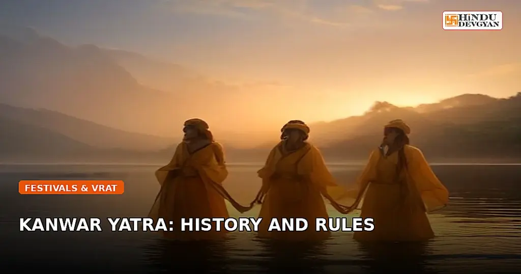 Saffron-clad devotees carrying Kanwar with holy Ganga water for Lord Shiva during Sawan