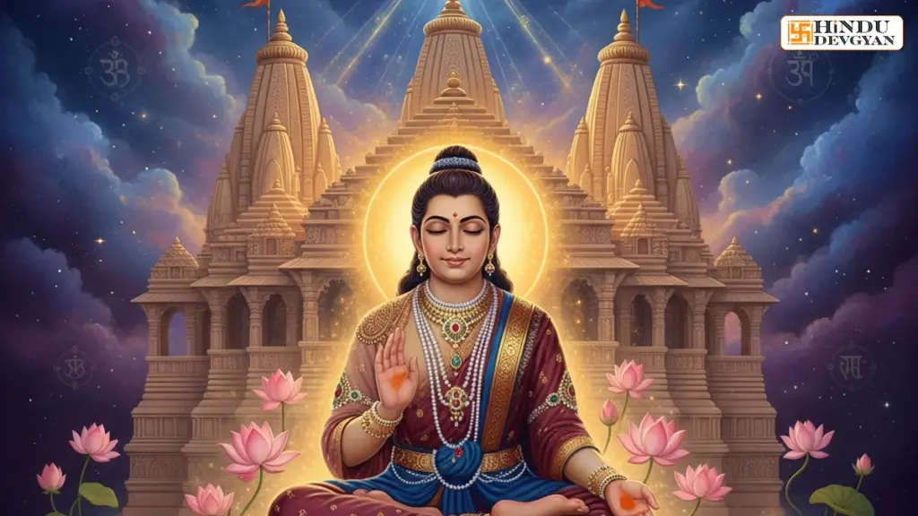 Ancient Rishi meditating on Tripushkar Yoga celestial alignment.