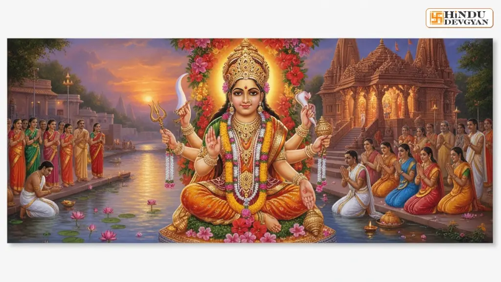 Goddess Durga idol during Visarjan ceremony 2026